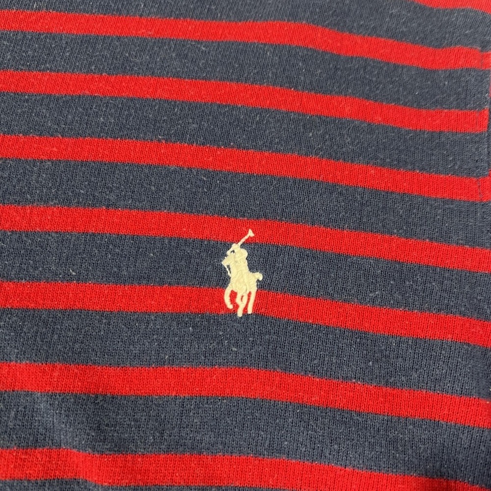 Vintage 90's Polo Ralph Lauren Hoodie Mens L Blue Red Striped Y2K Pullover - Picture 2 of 16